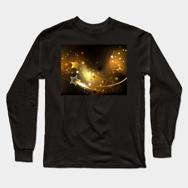 Abstract Background with Golden Stars Long Sleeve T-Shirt by Blackmoon9